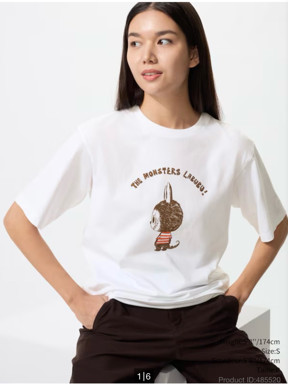 Uniqlo White Graphic Monster Labubu T-shirt